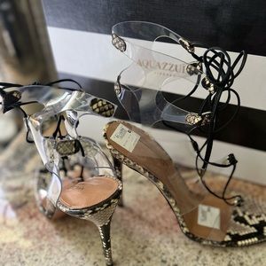 Aquazurra Snakeskin and Clear Heels